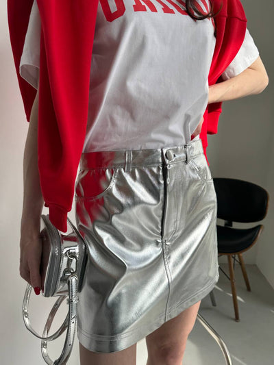 LBL Silver leather skirt