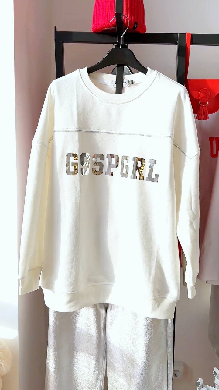 LuBlu Felpa bambini "Gossip girl" Latte/Argento