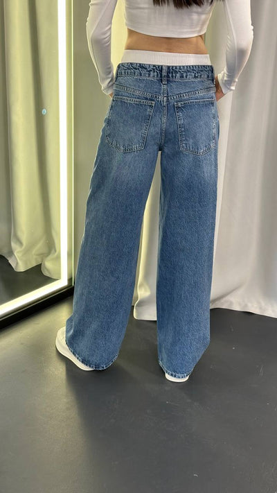 Wide leg boxer jeans Blue