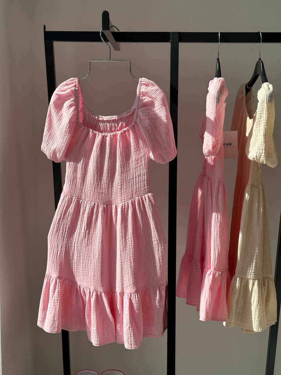 Dreams Girl Dress muslin elastic band Rose