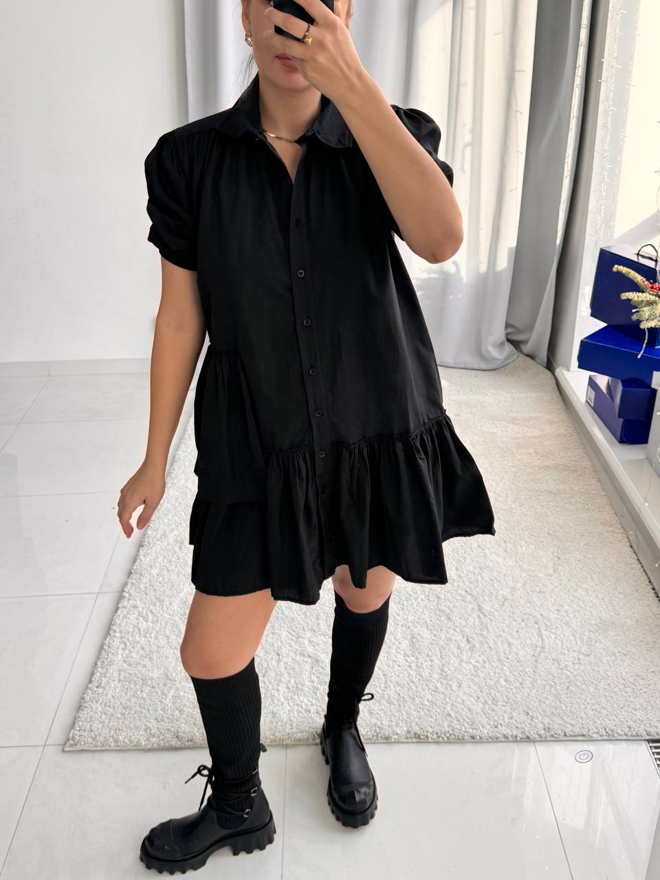 Lublu Kleid Poplin schwarz