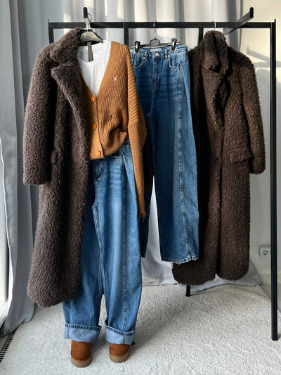 LBL Cappotto lungo in pelliccia grigia