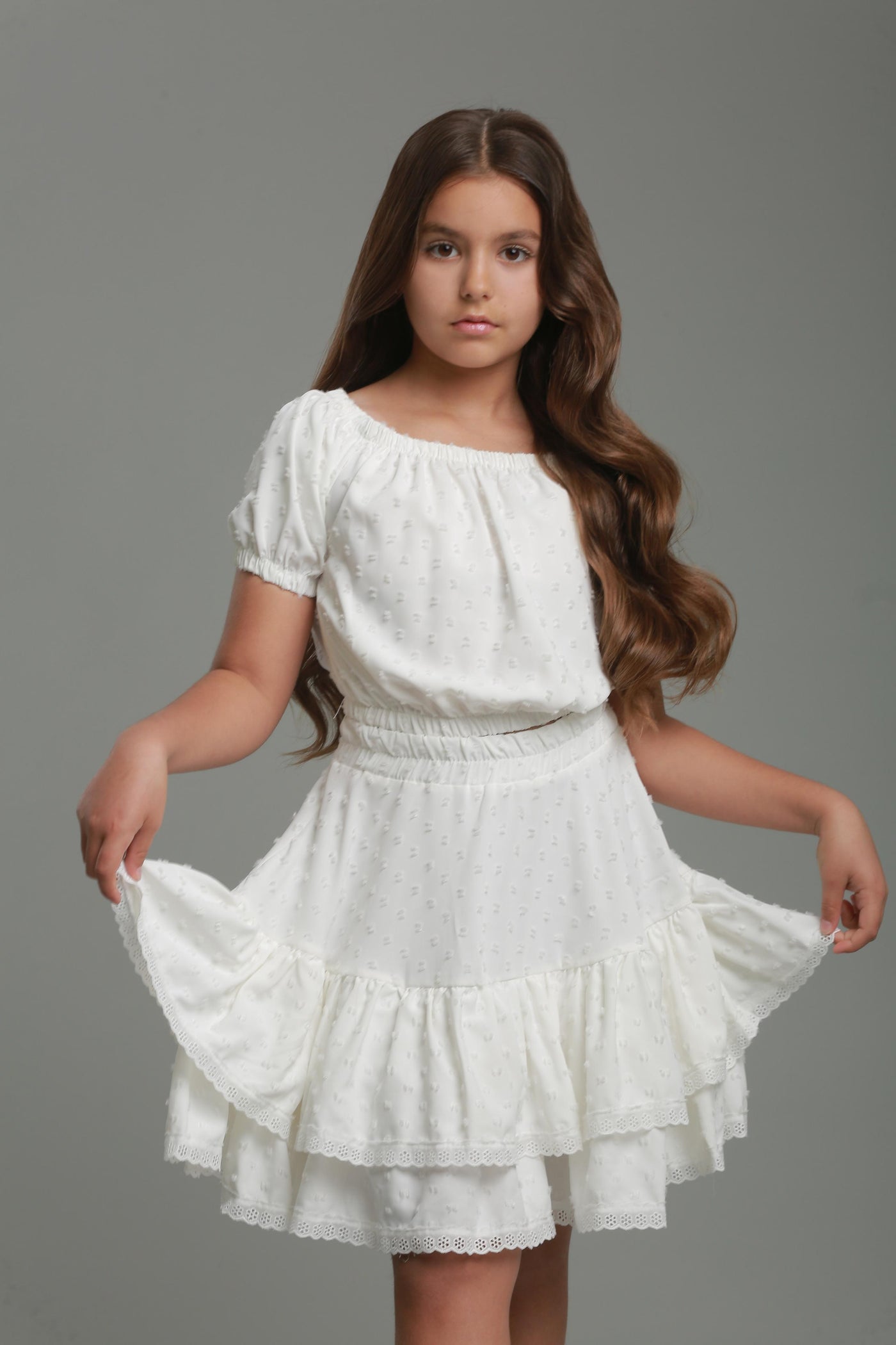 Classic lace suit Milk