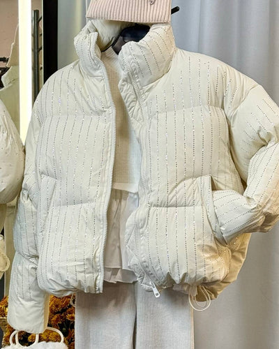 Shine Strips Milk Down Jacket