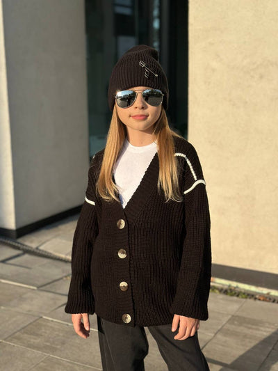 LuBlu Cardigan with stripes Black