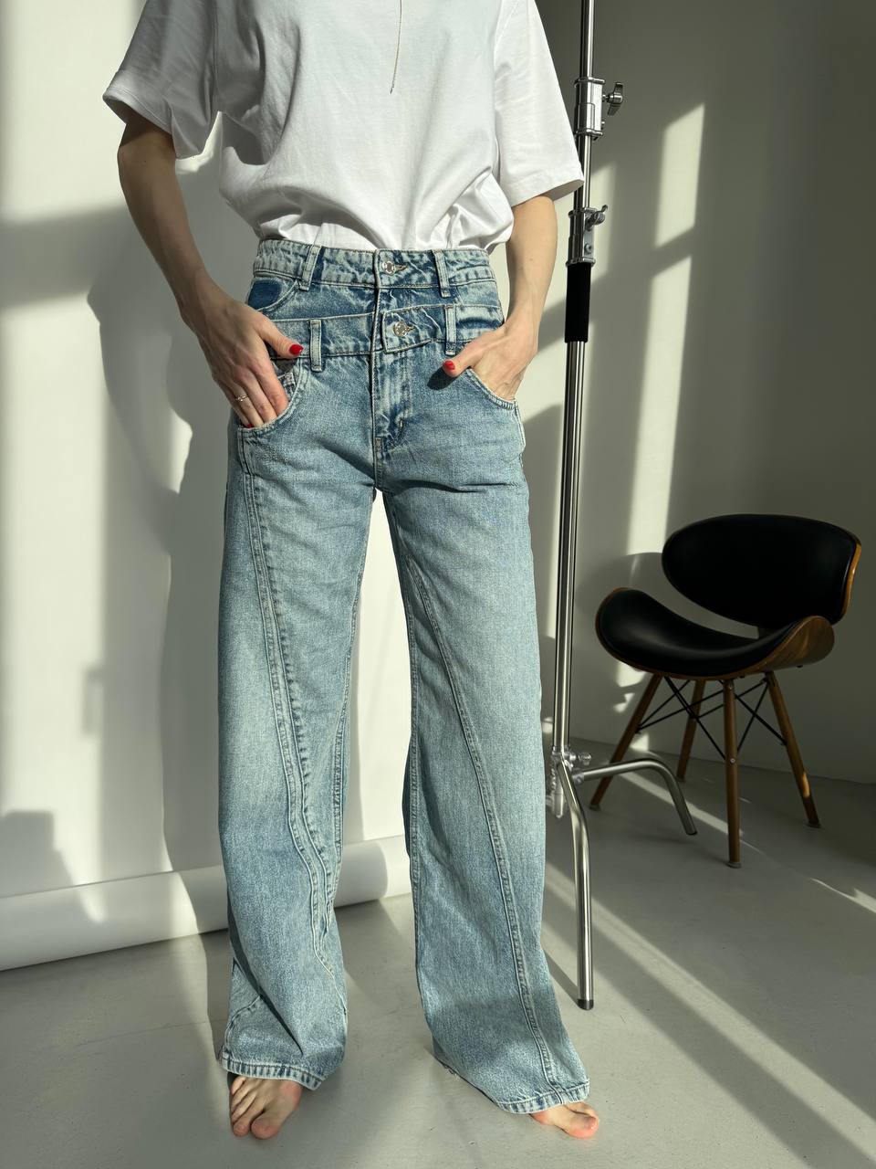 Jeans LBL con impunture Blu ghiaccio