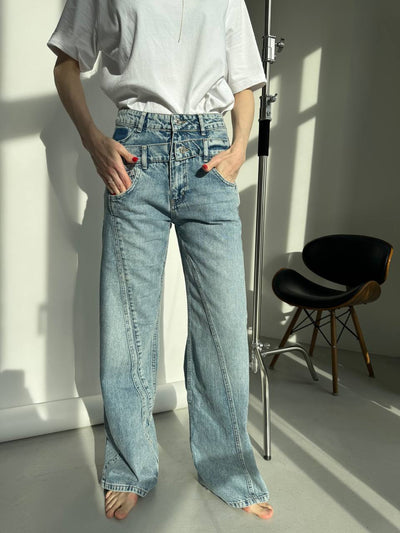 Jeans LBL con impunture Blu ghiaccio