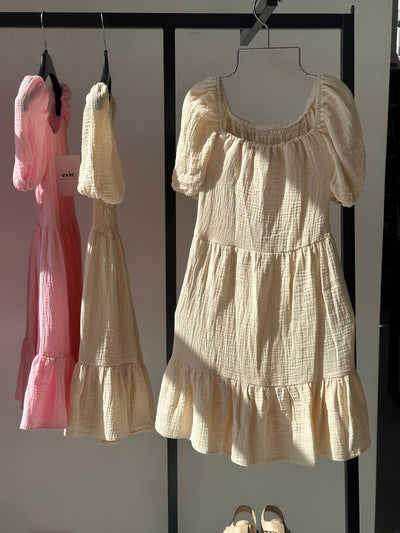 Dreams Girl Dress muslin elastic Beige