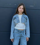 Lublu kids Denim jacket shiny Blue/Silver