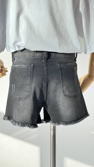 Lublu Kids Denim Shorts mit schockiertem Schwarz