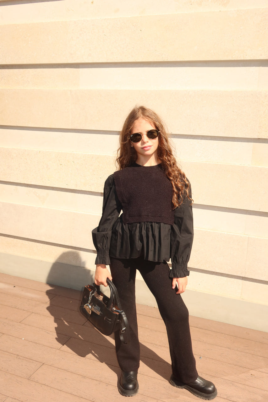 Relaxed Knit Black Pants