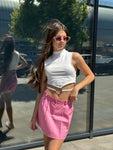 LuBlu crop top z wiązaniami biały
