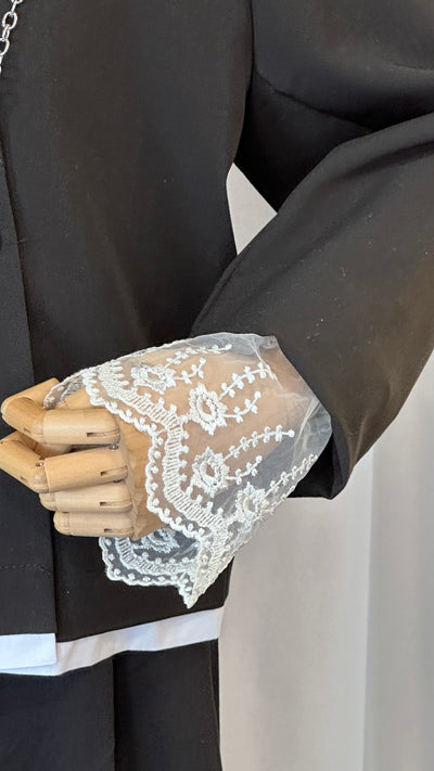 White openwork cuffs