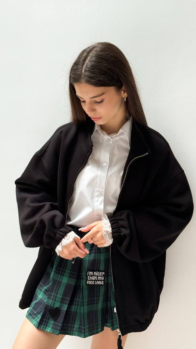 Laced Bomber Jacket Black
