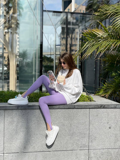 LuBlu Leggings with stripes Purple