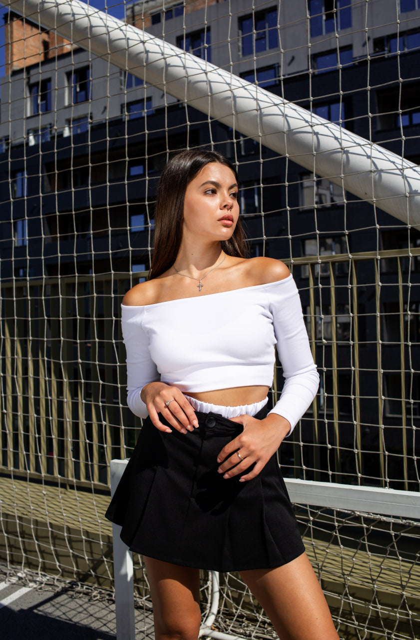 LuBlu crop top z długim rękawem Biały