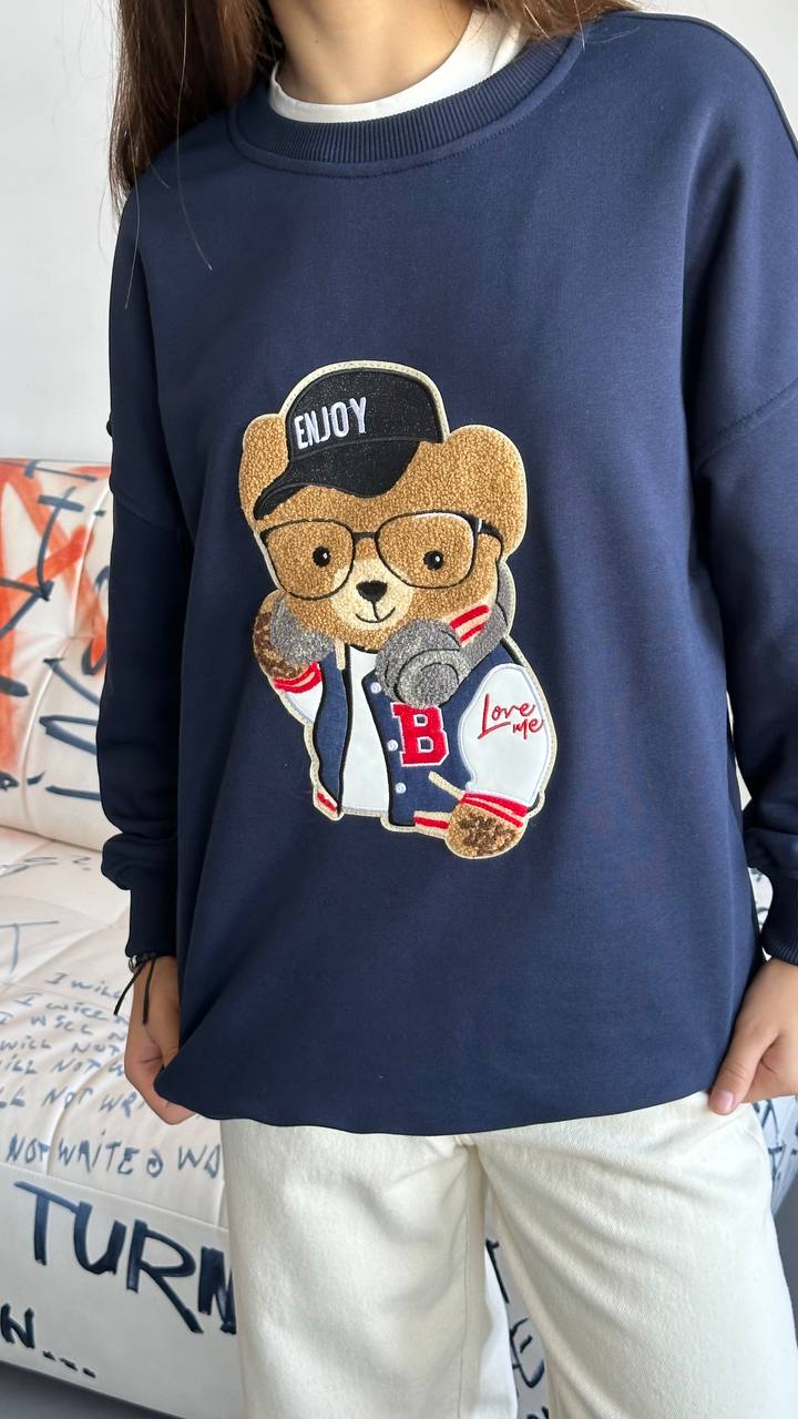 LuBlu Felpa scuola "Bear" Navy